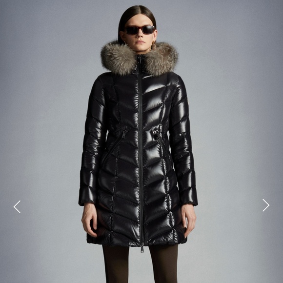 moncler fulmarus fur trim hood chevron puffer coat
